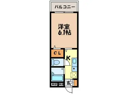 マンション フラワーメイトシティ(1K/5階)の間取り写真