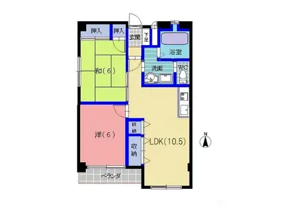 サンテラス開発(2LDK/3階)の間取り写真