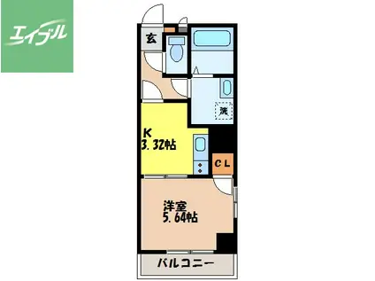 グラッチェ目覚(1K/6階)の間取り写真