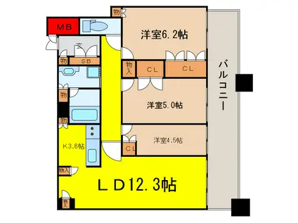 ジオタワー天六(3LDK/28階)の間取り写真