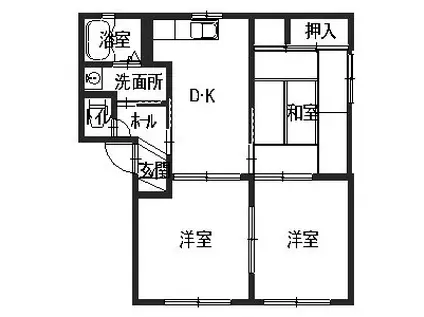 シャーメゾン新堂II(3DK/1階)の間取り写真