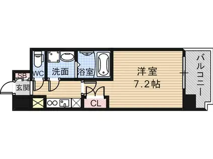 CASSIA高井田 サウス COURT(1K/8階)の間取り写真