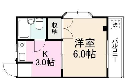 栄香ハイツ(1K/4階)の間取り写真