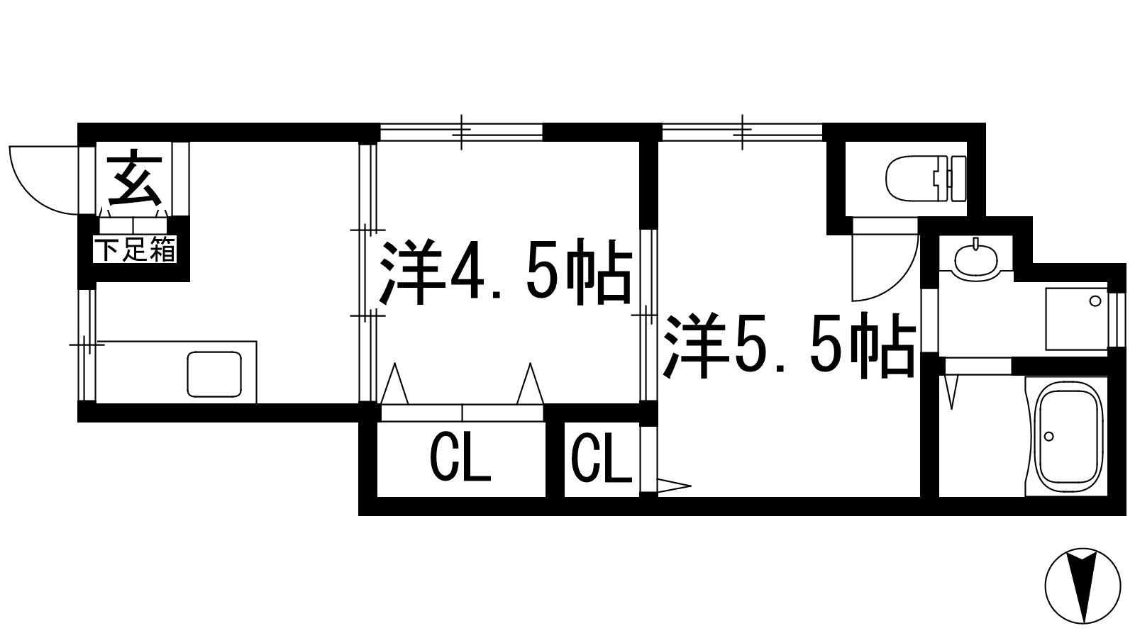 尾崎文化(2K/1階)の間取り写真