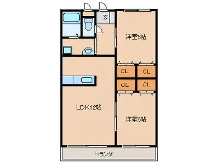 キャッスルコート(2LDK/1階)の間取り写真