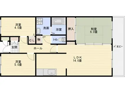 ビューテラスミウラ(3LDK/1階)の間取り写真