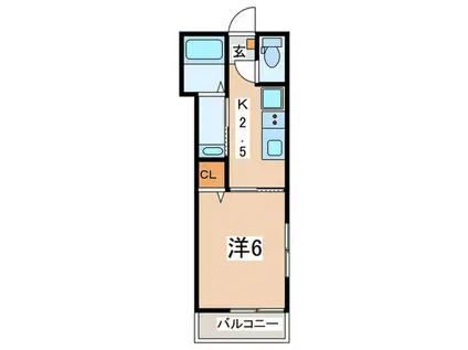 THE RIVER SUITE 湘南台(1K/2階)の間取り写真