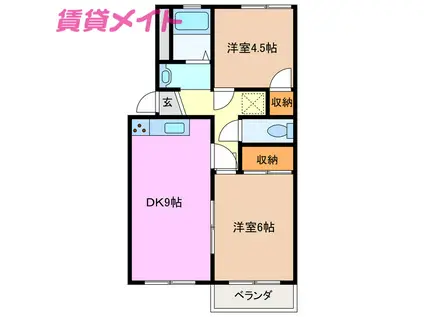 アーバンハイツ(2LDK/2階)の間取り写真