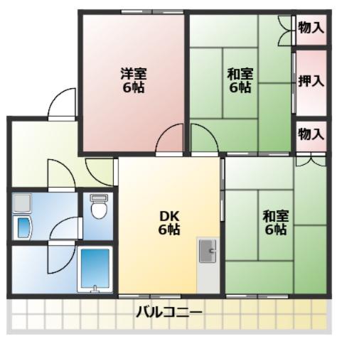 コーポ倉知(3DK/2階)の間取り写真