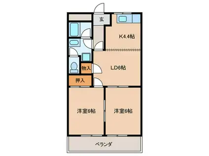 メゾンクレストール(2LDK/2階)の間取り写真