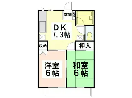 シュトラーセ藤沢A(2DK/2階)の間取り写真