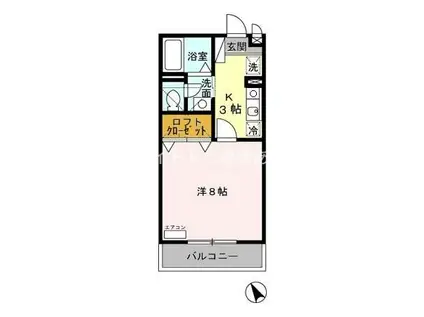 メゾン・ド・ラヴィ菰口 II(1K/2階)の間取り写真