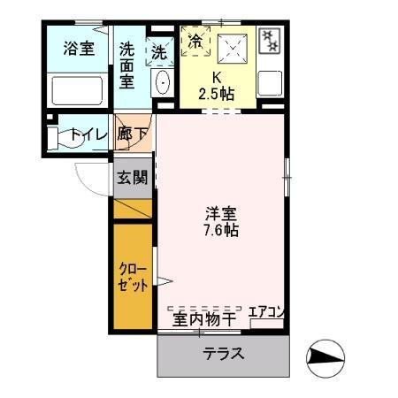 カーサ アリエッタ(1K/1階)の間取り写真
