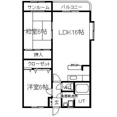 セレーヌ赤田(2LDK/4階)の間取り写真