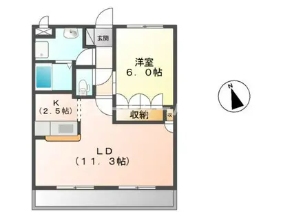 サンクエトワール(1LDK/2階)の間取り写真