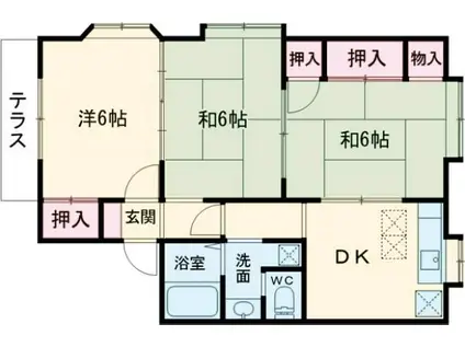 パークハイツ三竹A棟(3DK/1階)の間取り写真