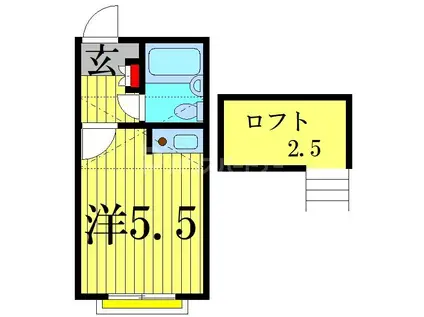 スカイピア金町(ワンルーム/2階)の間取り写真