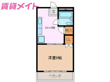 アーバンライフ柘植(1DK/2階)の間取り写真