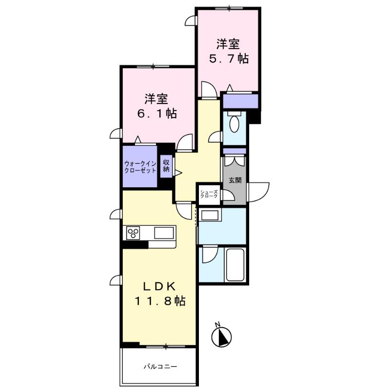 エクリアス浜寺(2LDK/3階)の間取り写真