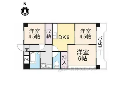 辻村ビル(3DK/4階)の間取り写真