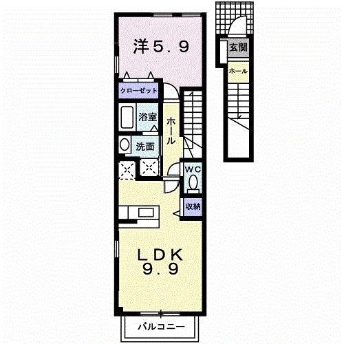 フォレストヒルズ3号館(1LDK/2階)の間取り写真