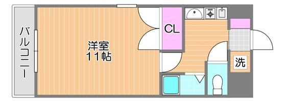 JP岡山医大東(1K/2階)の間取り写真
