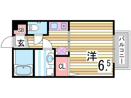 J・グランデ神戸谷上(1K/2階)の間取り写真