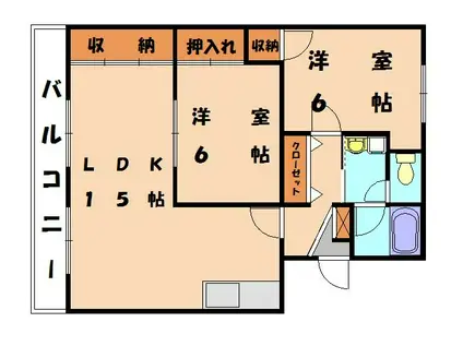 森ビル(2LDK/3階)の間取り写真