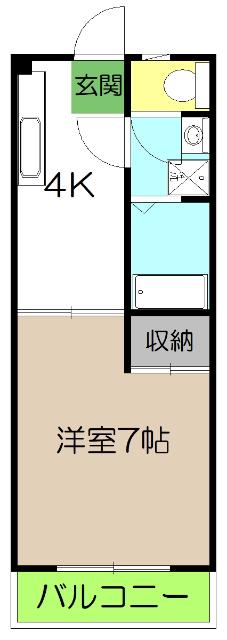 ガーデンハイツいちのみや(1K/2階)の間取り写真