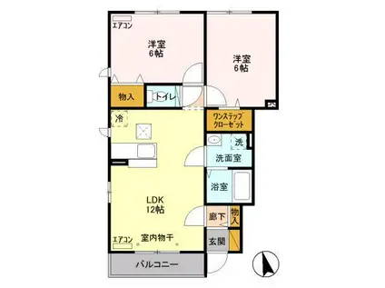 ヴェヌスト C(2LDK/1階)の間取り写真