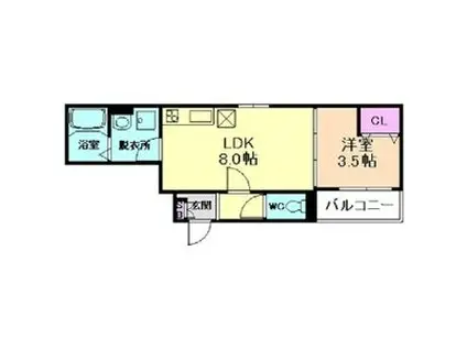 ヨハク瓢箪山(1LDK/1階)の間取り写真
