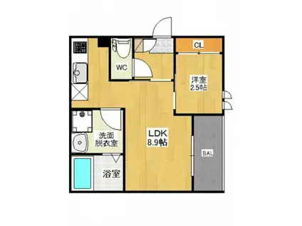 PENSIONJULY桜尾(1LDK/3階)の間取り写真