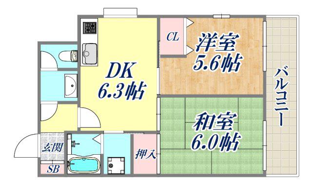 セントラル第二東園田(2DK/1階)の間取り写真