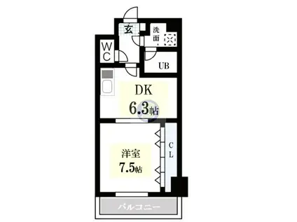 SION(1DK/1階)の間取り写真