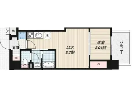 LUXE深江橋II(1LDK/10階)の間取り写真