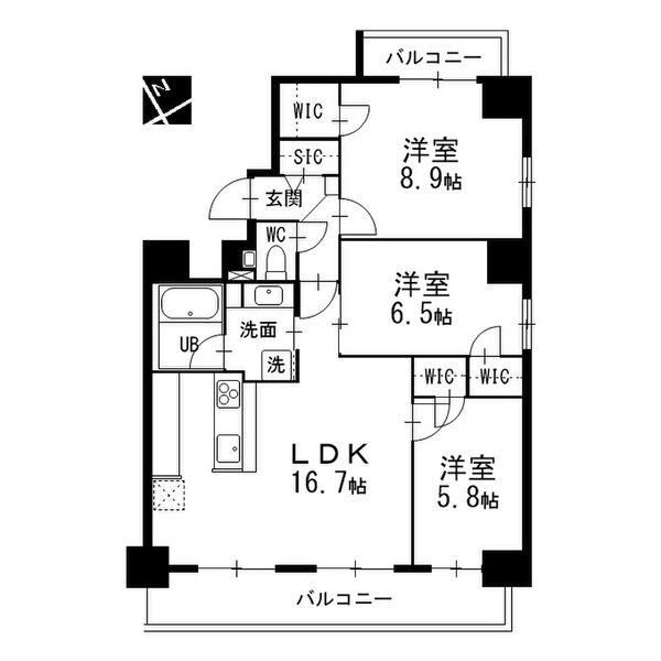 メイプルグラン本山(3LDK/3階)の間取り写真