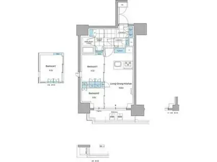 ルフォンプログレ本郷三丁目(2LDK/11階)の間取り写真