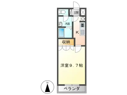 ラトゥール(1K/2階)の間取り写真