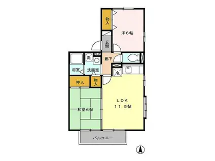 リーフレットエコーI号館(2LDK/2階)の間取り写真