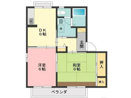 セルフィーユ(2DK/2階)の間取り写真