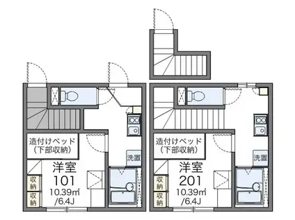レオパレスハサマ(1K/1階)の間取り写真