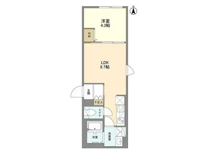 ウェルスクエア笹塚II(1LDK/1階)の間取り写真