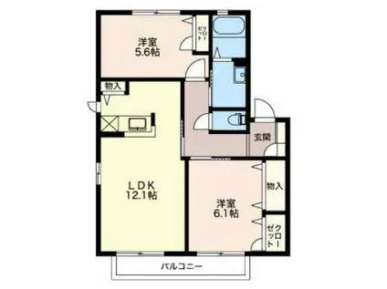 カジュアルスクエア(2LDK/2階)の間取り写真