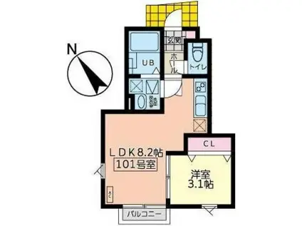 ファインヒルズII(1LDK/1階)の間取り写真