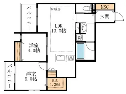 CIELOシエロ(2LDK/3階)の間取り写真