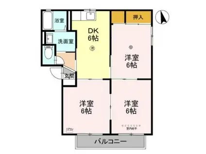 グランドクローニーヴィラ B(3DK/1階)の間取り写真