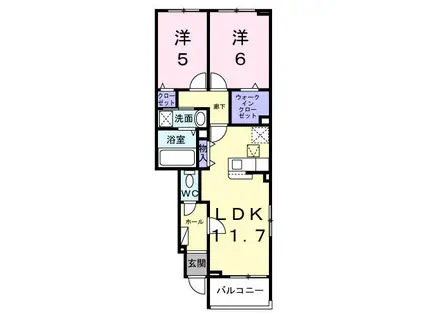 アクア A(2LDK/1階)の間取り写真