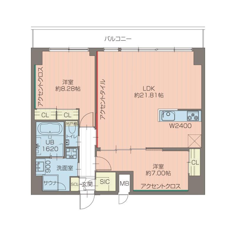 プレジオ西宮北口(2LDK/6階)の間取り写真