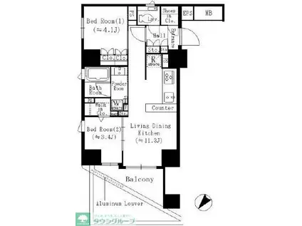 スターヒルズ関内(2LDK/9階)の間取り写真