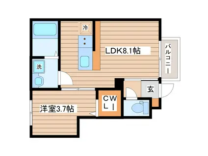 アンビシオン岩沼中央(1LDK/1階)の間取り写真